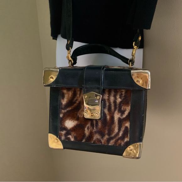 Leopard Print & Leather with Copper Colour Accent Purse - Picture 2 of 10
